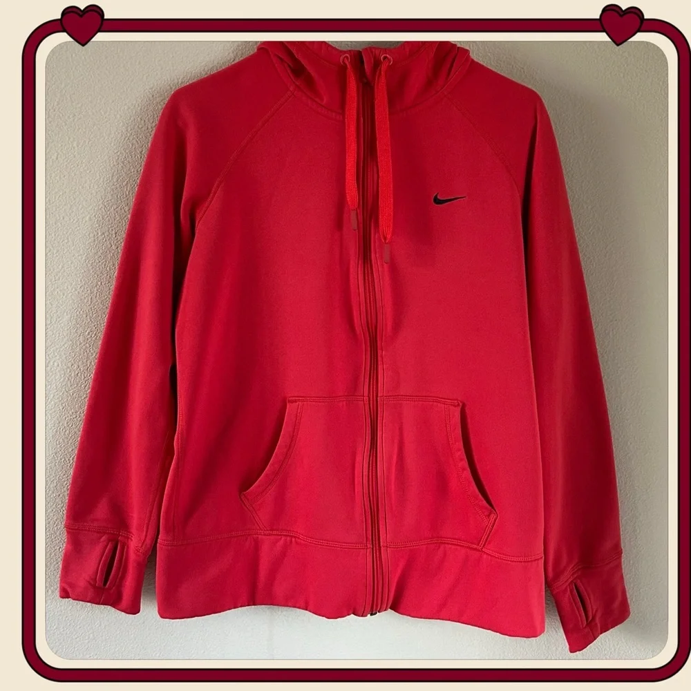 Nike Thermal-Fit Full Zip Hoodie Jacket Red Sz L Activewear Outdoor Streetwear